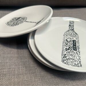 SIGNATURE ROOM 6-pcs Creative Wine Words 6" Appetizer Dessert Plates #1025259